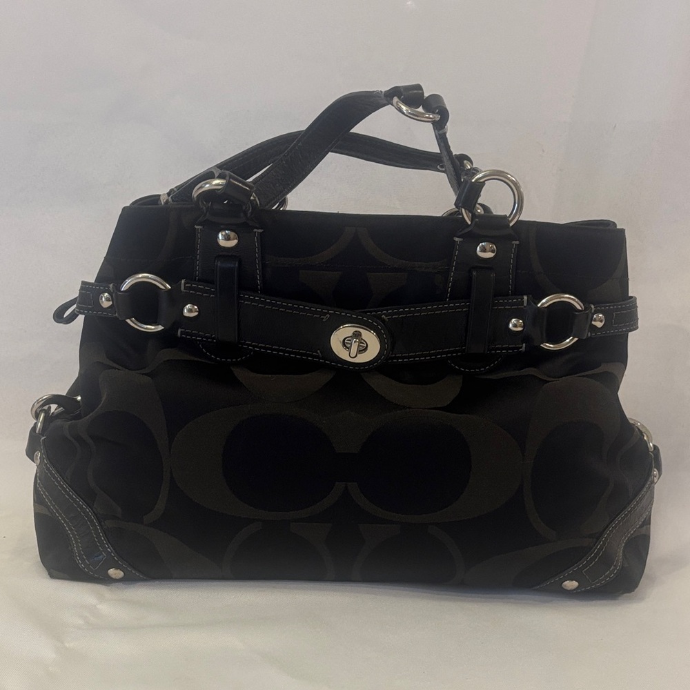 Coach Black Shoulder Bag with Silver Hardware